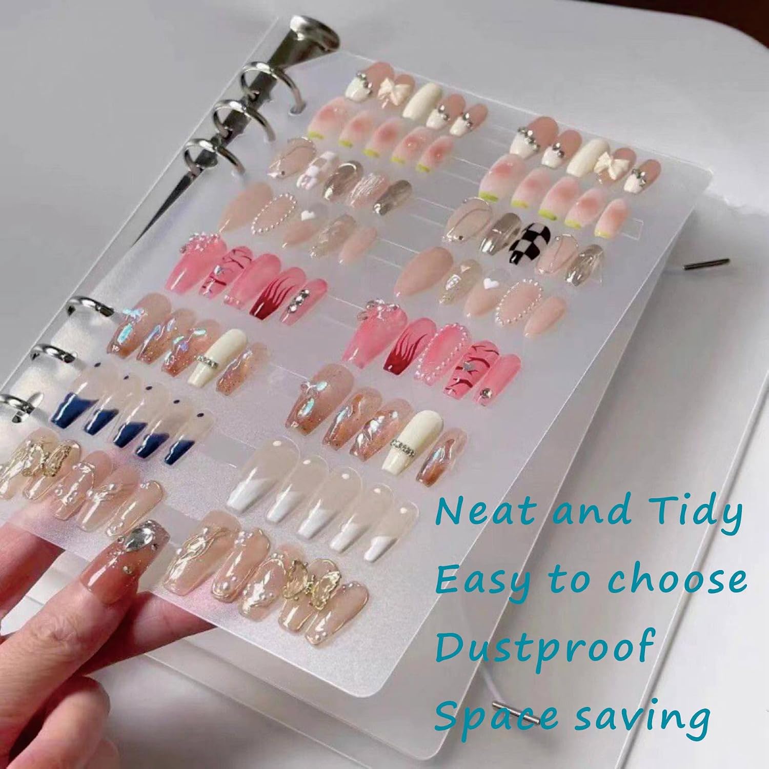 Nail Storage Organizer: A5 Nail Display Book Fake Nail Holder Press on Nail Case Art Nail Organizer Nail Storage Box, Nail Swatch Book Fake Nail Storage Package