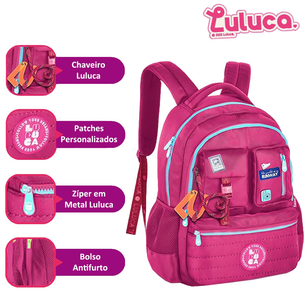 Kit Mochila Escolar Luluca com Estojo, Lancheira e Garrafa, Rosa Lu24636 em promoção! Veja a oferta e mais achadinhos de Mochilas escolares 3 Hoje é o melhor dia para comprar Kit Mochila Escolar Luluca com Estojo, Lancheira e Garrafa, Rosa Lu24636 com aquele preço maroto! Promoção! Aproveite a oferta! 3
