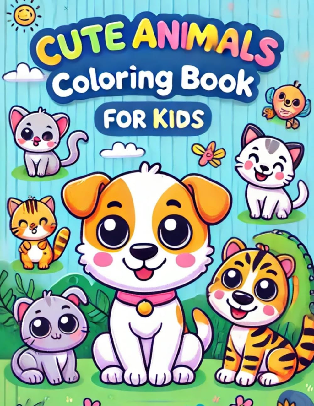 Cute Animals Colouring Book for Kids: 100 Adorable Colouring Pages Featuring Favourite Animals for Ages 3-8