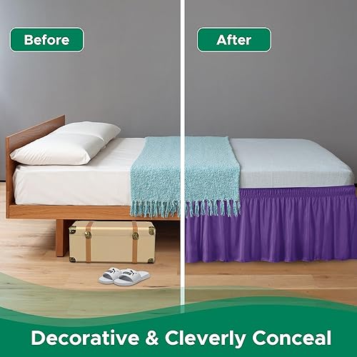 Vista 81 de Biscaynebay - Faldón envolvente matrimonial y matrimonial XL de 15 pulgadas, con volantes, elástico, ajustable, gris plateado, resistente a las Gris