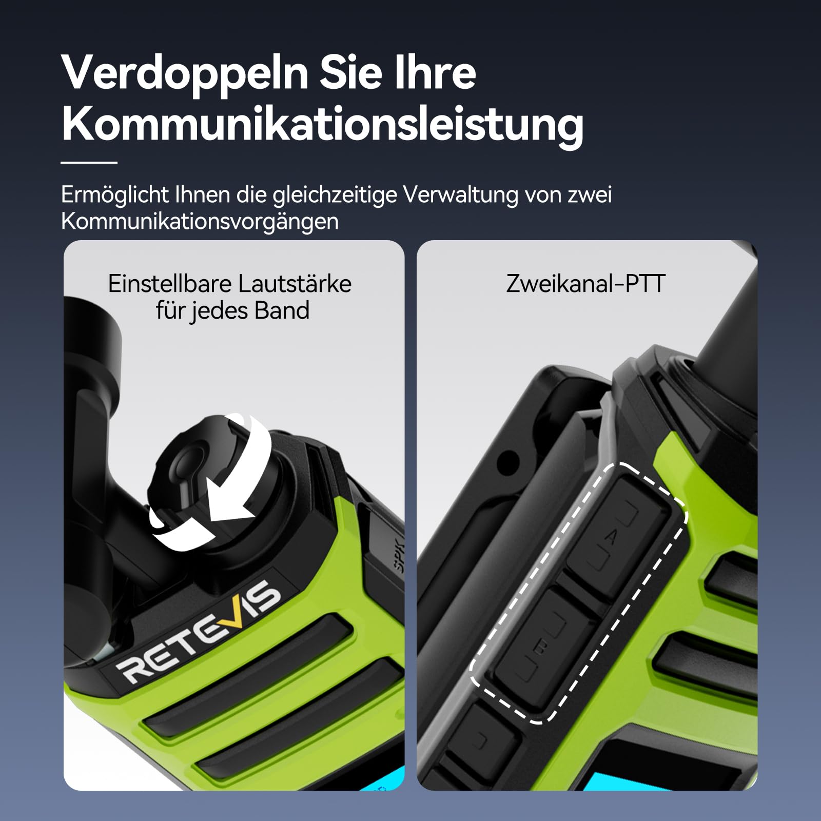 Retevis A3 CB Handfunkgerät Quadband, Funkgeräte mit Große Reichweite, AM/FM/SSB/AIR/CB RX, 999 Kanalnummer, 2500 mAh Akku, VFO Custom, Amateurfunkgerät mit Mikrofon für Reisen und Abenteuer (2 Stück)
