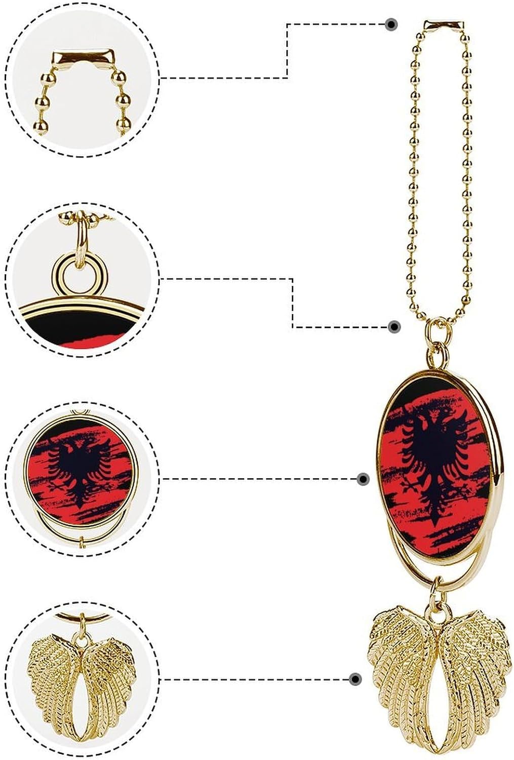 Albanian Flag Car Hanging Ornament Rearview Mirror Pendants Charms Auto Decor Accessories image 3