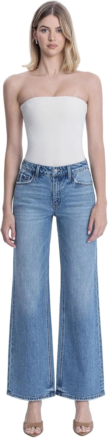 Vervet - High-Rise Medium Wash Full-Length Wide-Leg Jeans (32" Inseam) - T6184 - Includes Official Tag