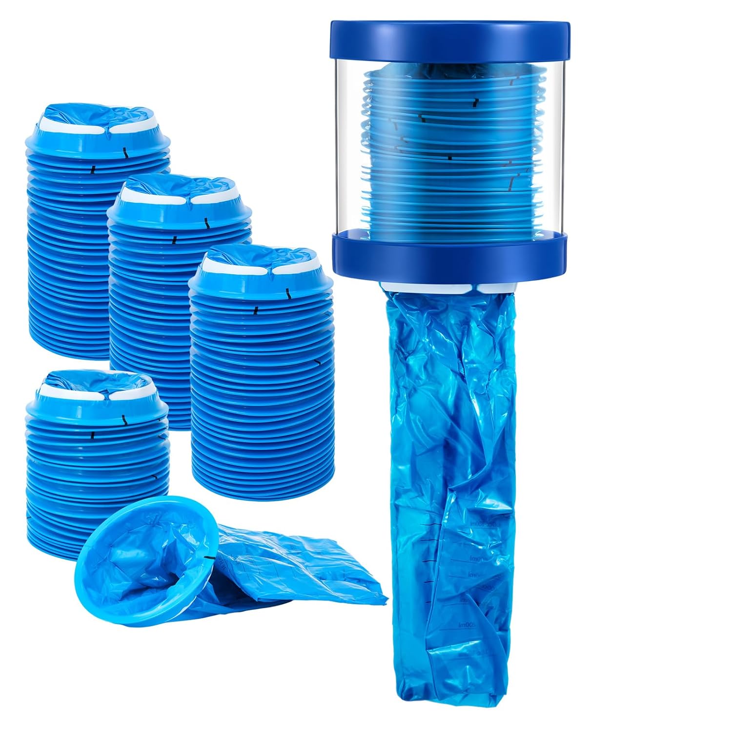 Marspark Vomit Bag Dispenser with Emesis Bags, Easy to Refill, Wall Mounted, for Vomit, Emesis, Car Sickness, Travel, Kids, Pregnant Women (100 Bags)