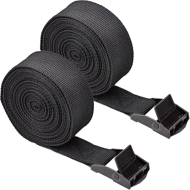 2 Pcs Ratchet Tie Down Straps Heavy Duty Lashing Straps 3m x 25mm Adjustable Tensioning Belts Load Securing Straps Roof Rack Straps with Buckle for Motorcycle, Vans, Luggage, Cargo