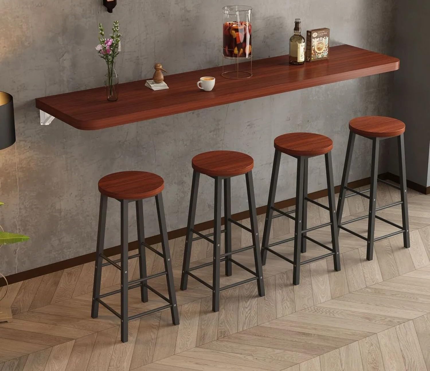 GDMDPTE Wall Mounted Coffee Table Space-Saving Folding Breakfast Bar 110×40CM Strong Load-Bearing Perfect for Living Room or Balcony Stylish Kitchen Wall Table