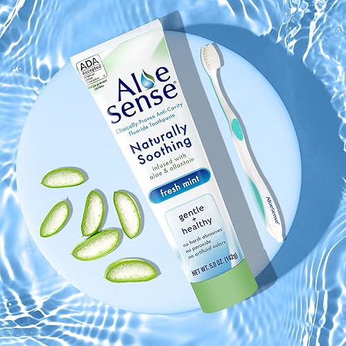 Miniatura 6 de AloeSense Pasta de dientes con flúor, pasta de dientes naturalmente calmante y cuidado de las encías con aloe vera, alantoína y sabor a menta