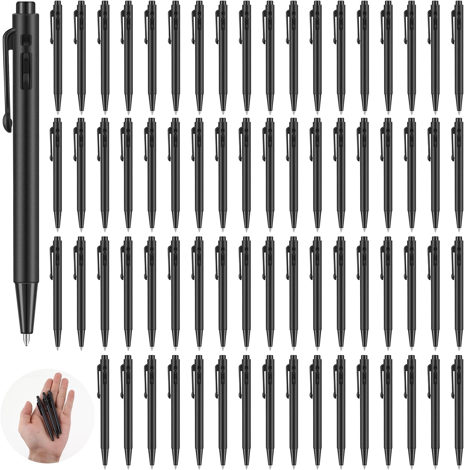 DIMEGON 72 Pcs 4'' Mini Pens Bulk, Small Retractable Ballpoint Pens, 0.7 mm Fine Point Pens with Clip, Tiny Ink Black Pens, Smooth Writing Rollerball Pens for Pocket Notebook Office (72 Pcs)