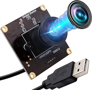 ALPCAM USB Camera Module High Speed 90fps Global Shutter USB Camera Board, 2MP 1200P USB Webcam with Wide Angle No Distortion 126 Degree Lens for Computer, Laptop, Android Device and Raspberry Pi