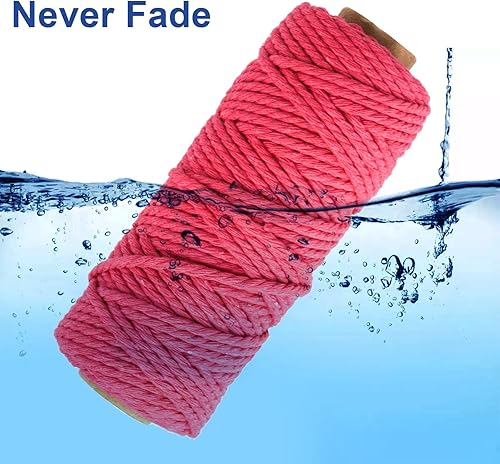 Miniatura 5 de ZEAYEA 15 rollos de cordón de macramé, 0.079 in x 480 yardas, cuerda de algodón natural, cuerda de macramé suave torcida de 3 hilos para obras de