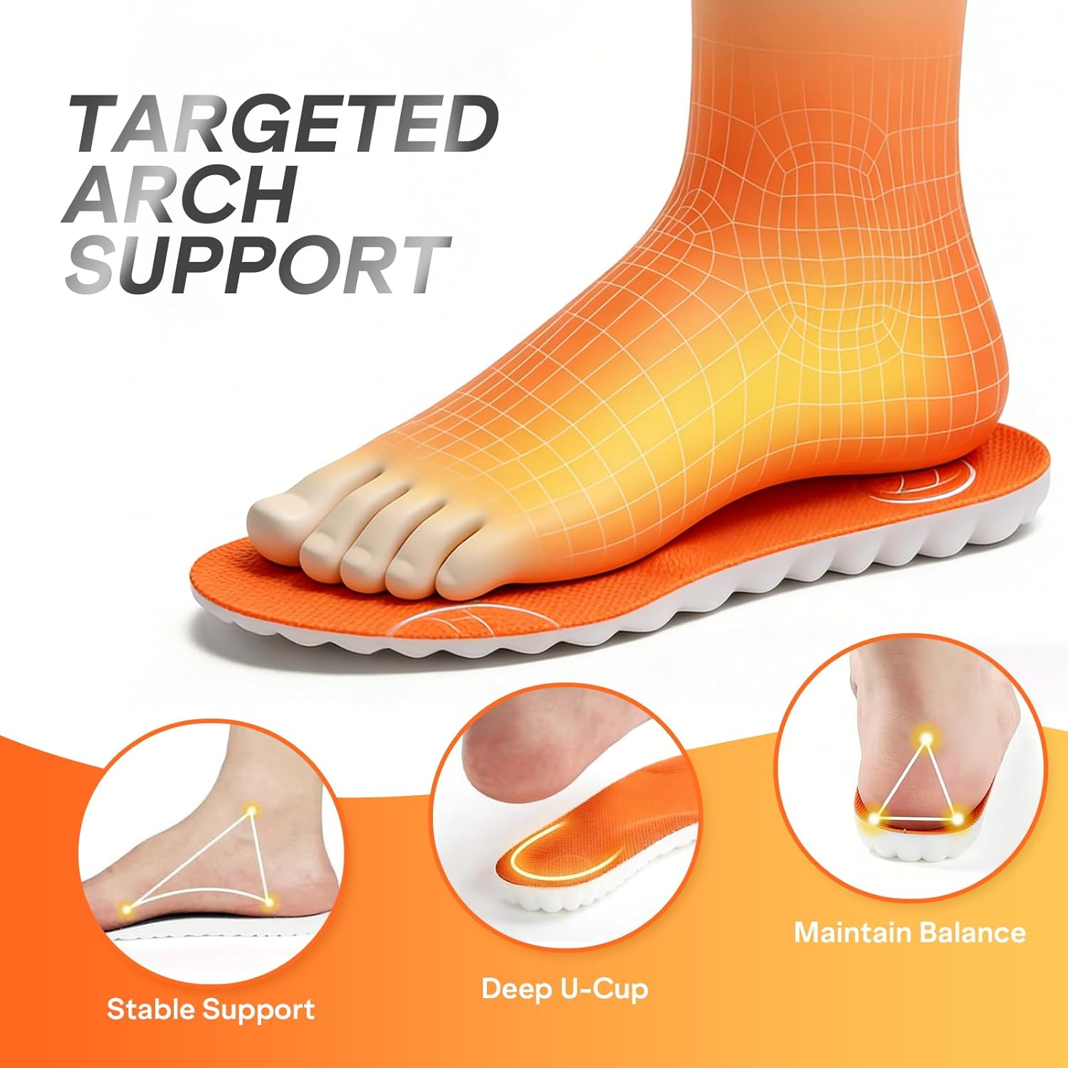 2026 New Steppers Insoles for Men & Women,4D Cloud Massage Memory Foam Insoles with Arch Support for All-Day Comfortable and Breathable (Men 10-11) - Image 4