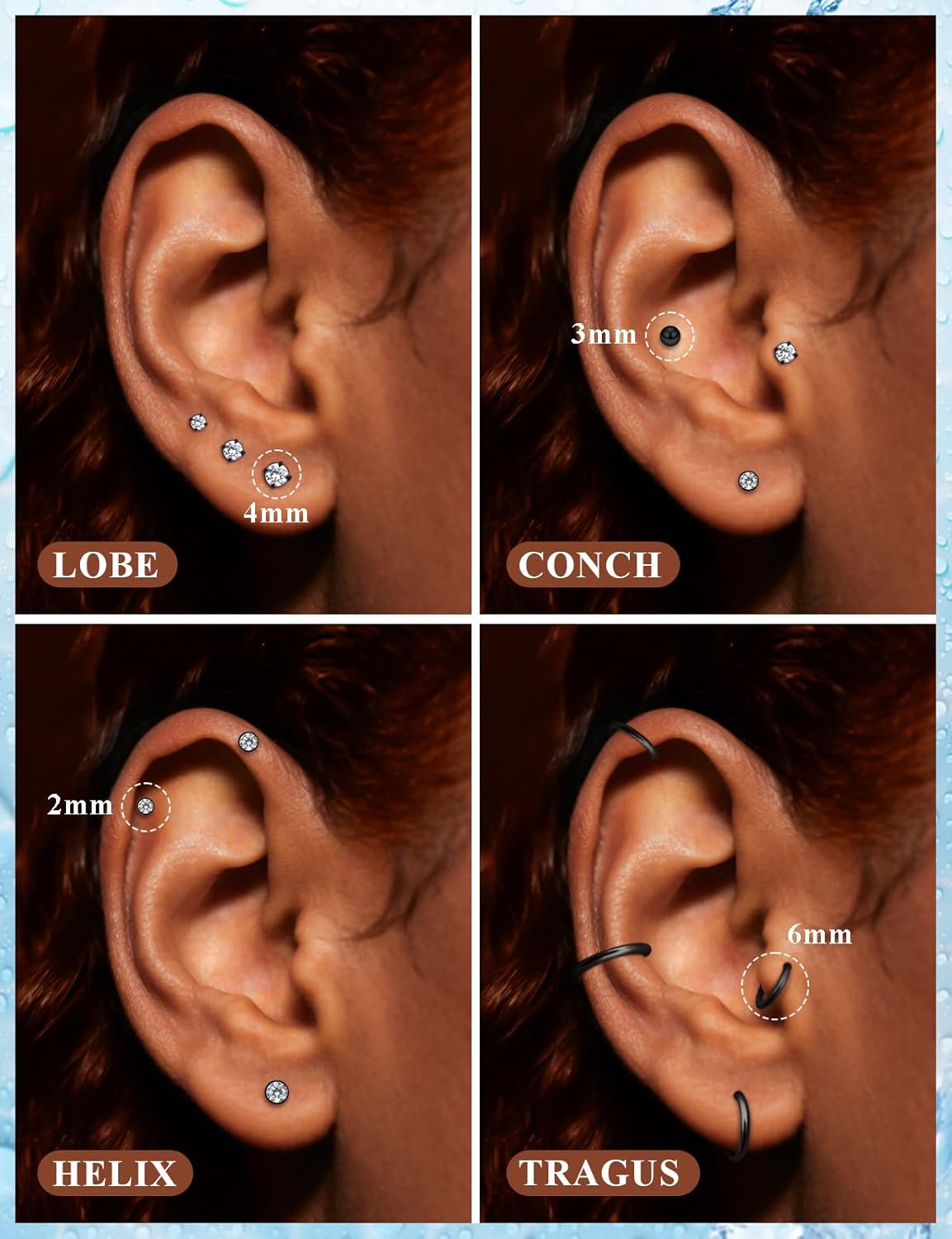 18G 16G Internal Thread Flat Back Earrings Nose Studs 316L Surgical Steel Tragus Forward Helix Conch Cartilage Lobe Earrings Stud Medusa Labret Lip Ring Piercing Jewelry Hoops For Women Men - Image 5
