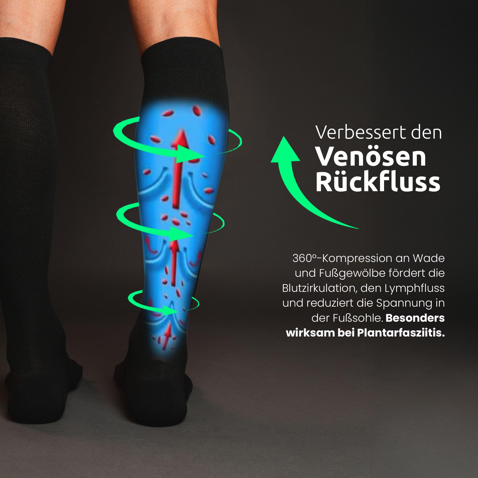 Kompressionsstrümpfe für Damen und Herren | Sport-Kompressionssocken | Atmungsaktives Coolmax-Gewebe | Ideal für Sport, Arbeit oder Reisen