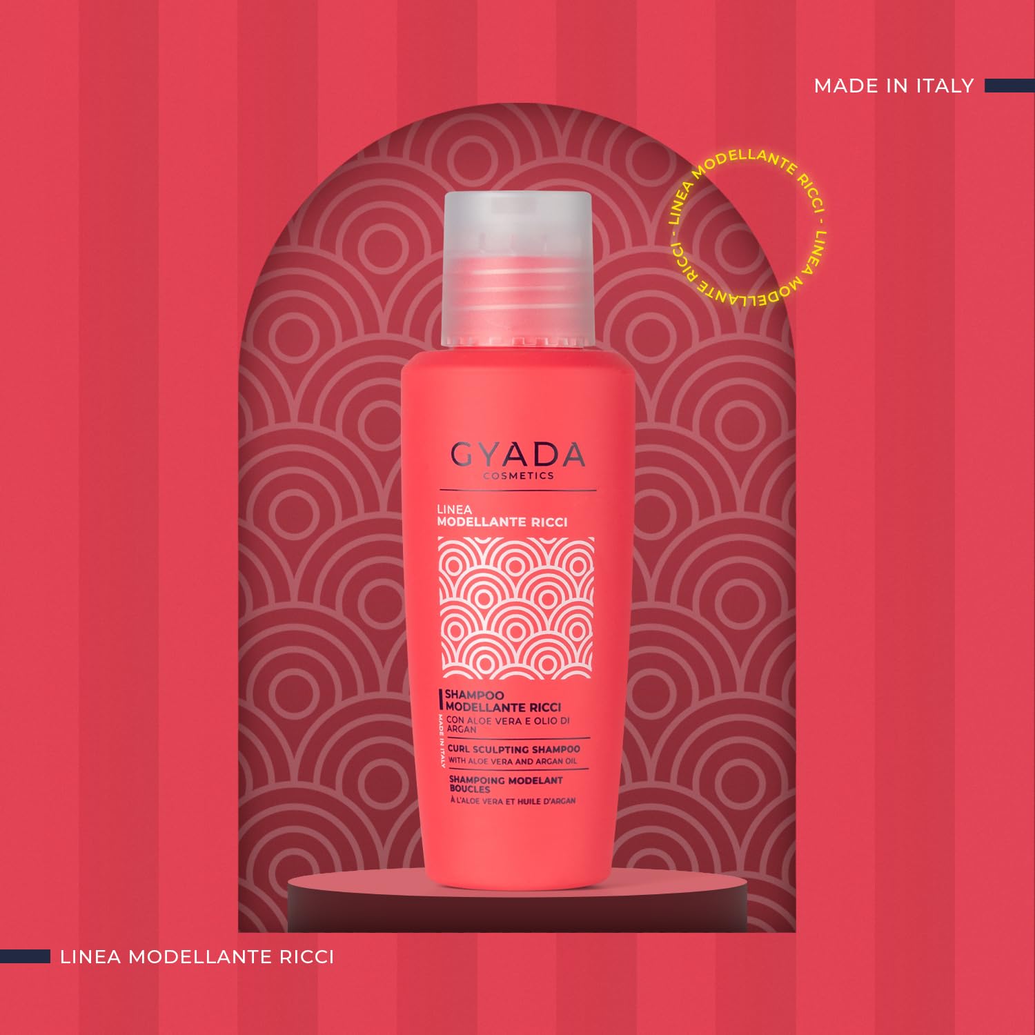 GYADA COSMETICS, Shampooing Remodelant Bouclé, pour cheveux bouclés et ondulés, Nettoyage doux, Hydratant, Élastifiant, Action anti-frisottis, à l’Aloe Vera et à l’huile d’Argan, 100 ml