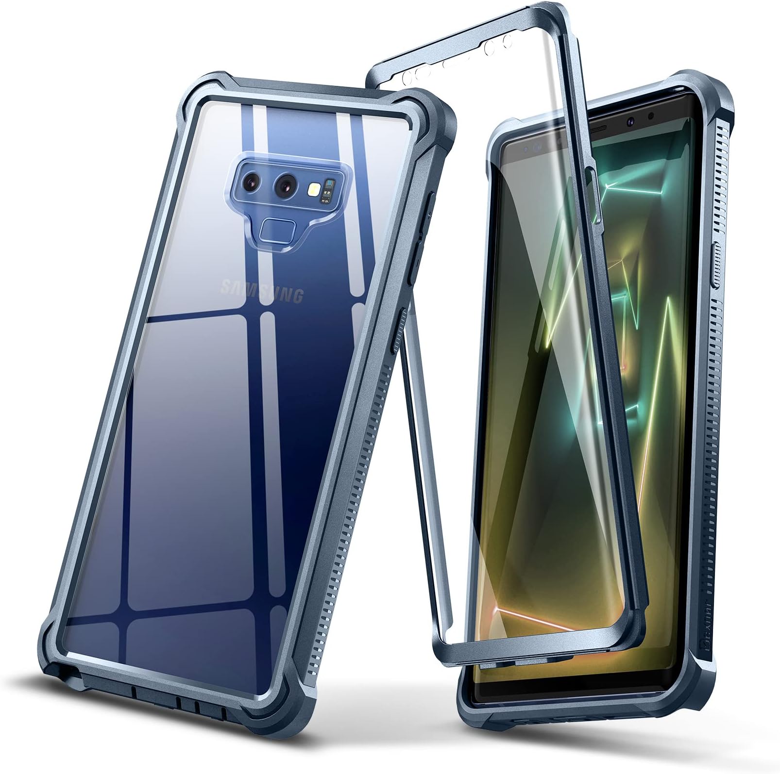 Dexnor for Galaxy Note 9 Case with Screen Protector Clear Military Grade Rugged 360 Full Body Protective Shockproof Hard Back Cover Defender Heavy Duty Bumper Case for Samsung Note 9-Blue