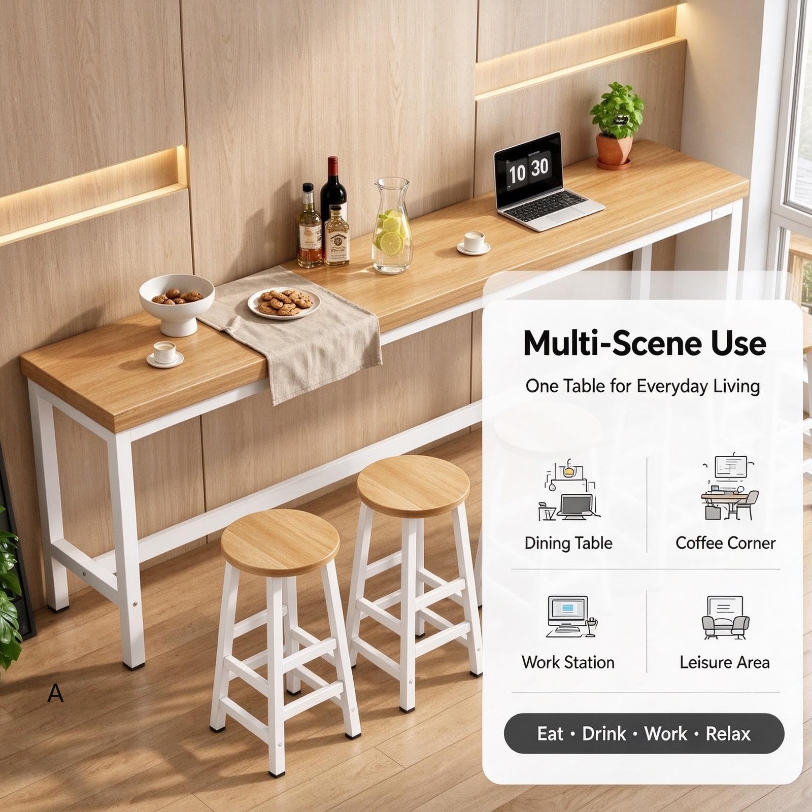 Mesa Alta Larga de Cocina Bar Rectangular Mesa Auxiliar Cocina Estrecha