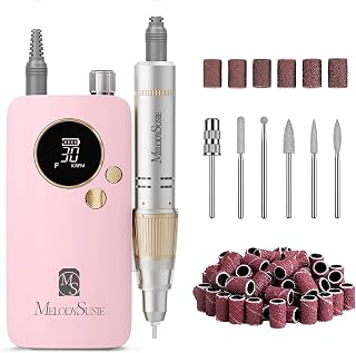 MelodySusie Portable Nail Drill 30000 RPM,Professional Rechargeable Electric Nail File,SC320F Cordless Nail E File for Acrylic Nails Gel Polishing Removing,Efile Nail Kit for Manicure Salon Home,Pink