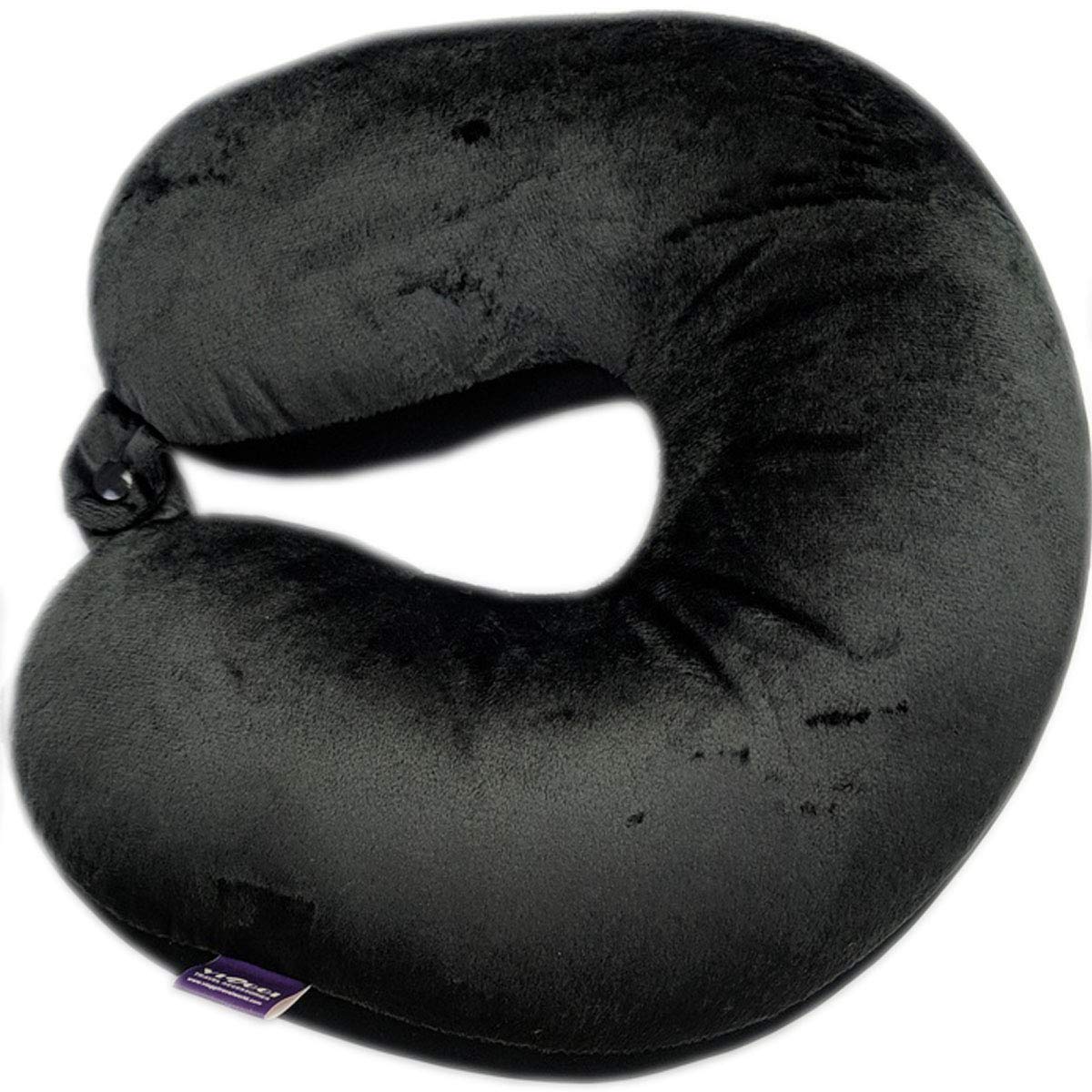 Viaggi Microbead Travel Neck Pillow with Fleece Cover - Black 4