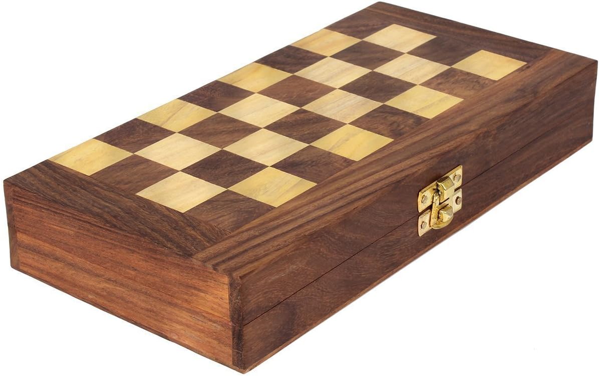 Wooden Handmade Standard Classic Chess Board Game Foldable Size 12”