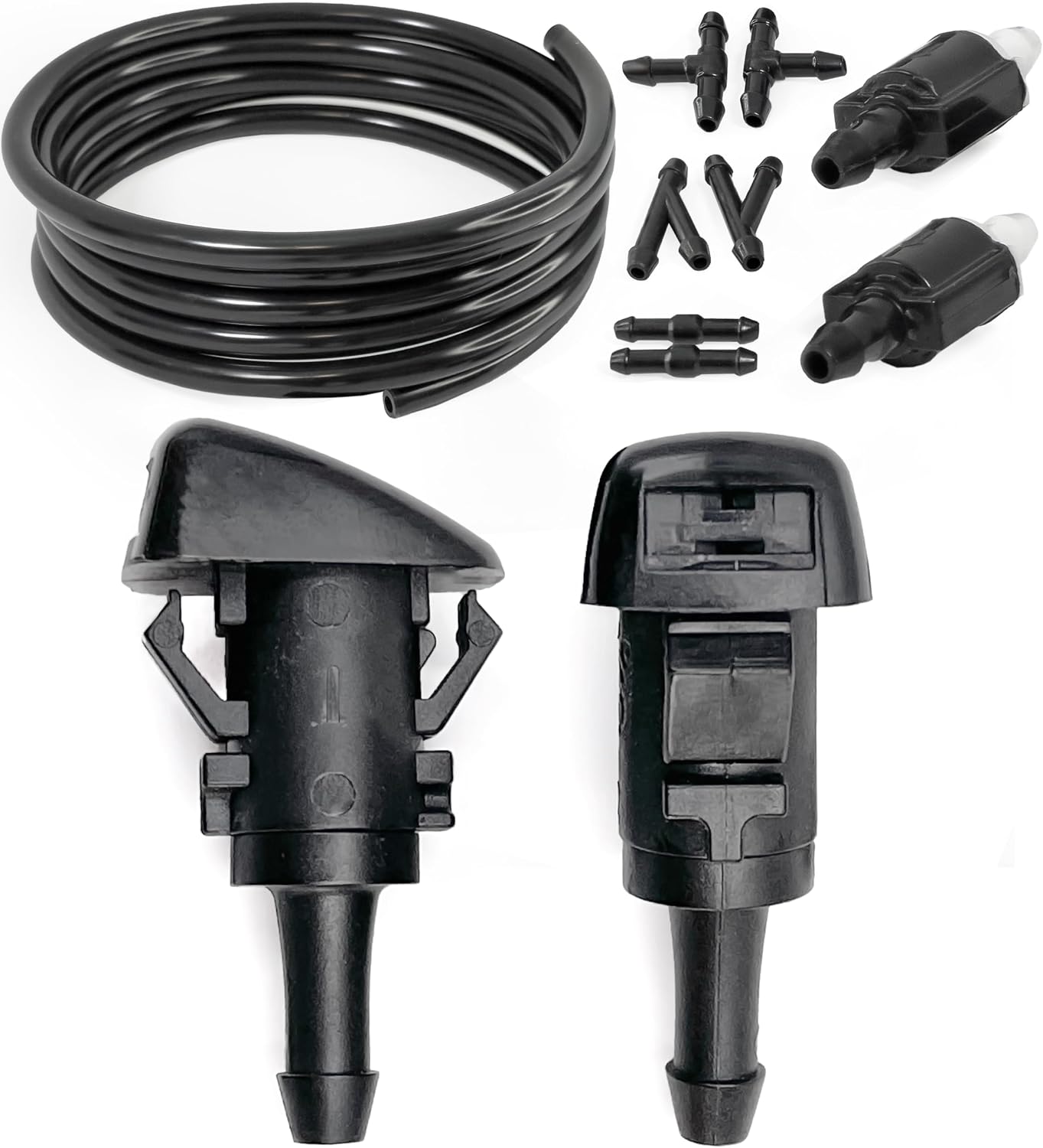 Click&Fit Windshield Washer Nozzles Repair Kit compatible with Dodge Charger Durango Caliber, Jeep Grand Cherokee Patriot Compass, Ram 1500 2500 3500, Chrysler 300 - Check valves, hose