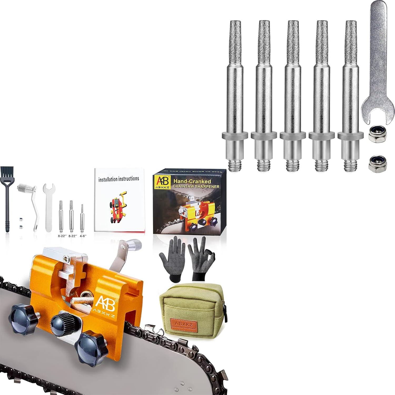 Chainsaw Sharpening Jig & Chainsaw Sharpener Bit 3/16