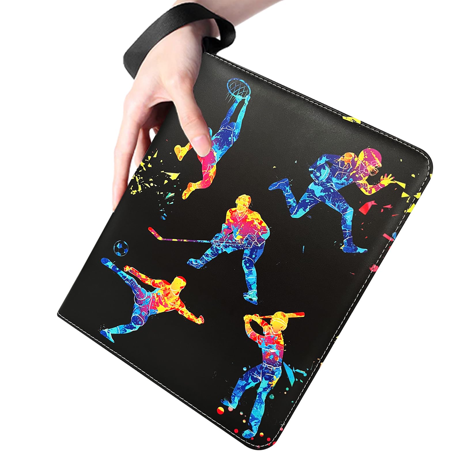 400 Taschen, Sportkarten-Ordner, Sammelkartenhalter, Sammelalbum, Sammelkartenbuch, 4 Taschen mit 50 abnehmbaren Hüllen für Fußball, Baseball, Basketball, Hockey, Fußballkarte