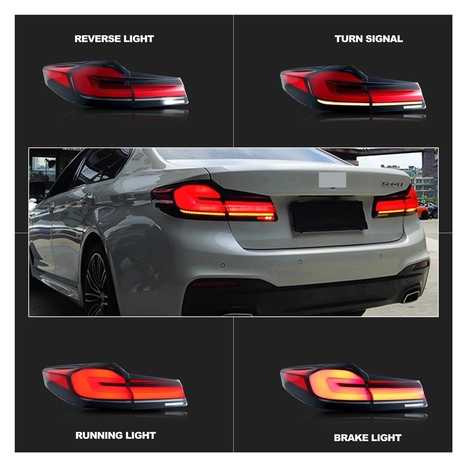 Piloto Trasero Kit Para BMW G30 5-Series F90 Para M5 5er 2017-2020 Señal Giro Secuencial E-mark Conjunto Lámparas Traseras No Compatibles Con Luces LED LCI G31
