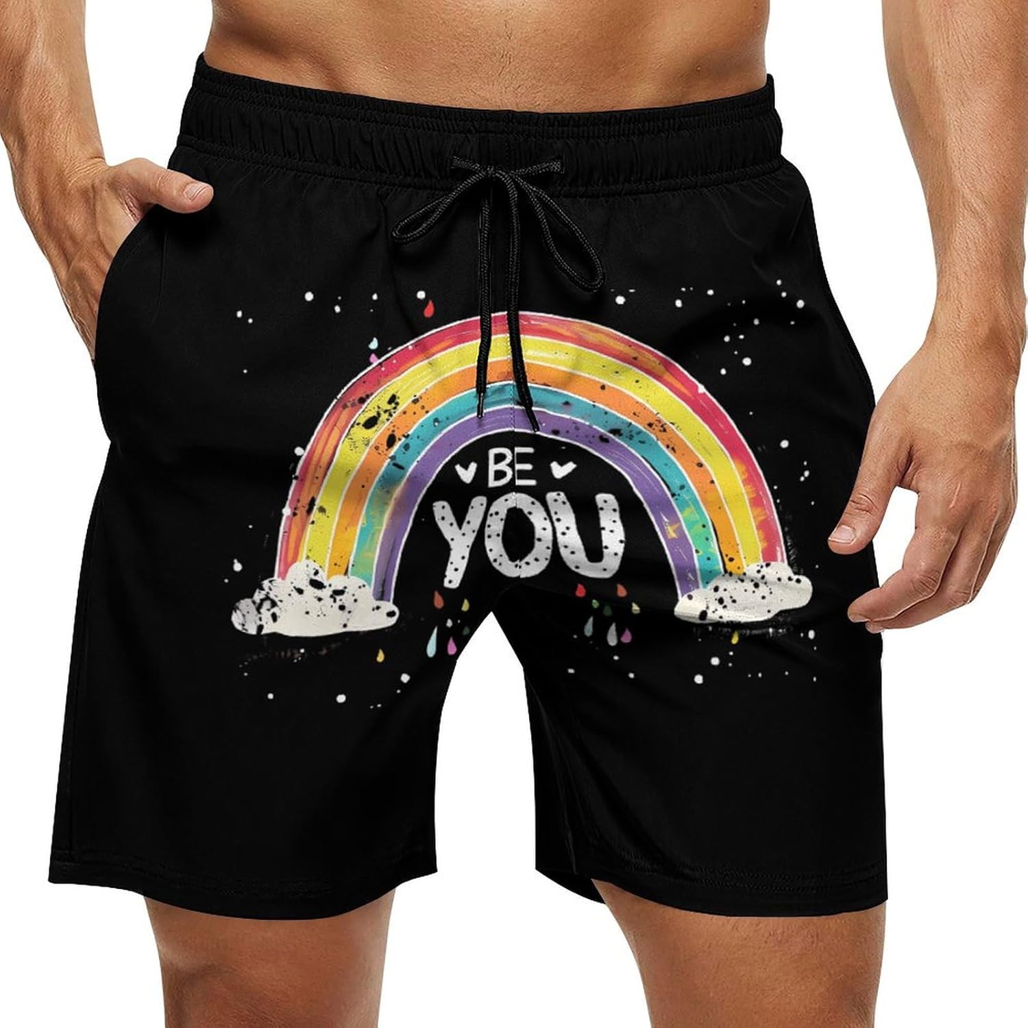 Be You Rainbow LGBT Casual Men's Swim Trunks Novelty Summer Beach Shorts Swimwear with Pocket