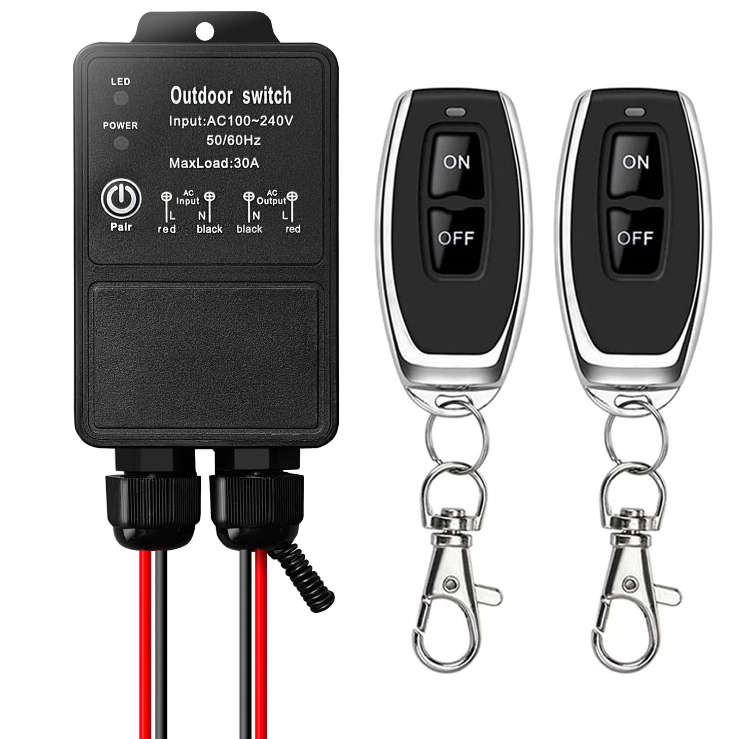 DieseRC Waterproof Wireless Remote Control Radio Control Switch AC 240V/220V 30A Relay Receiver for Wet Location Outdoor Yard Area Light Water Pump Farm Irrigation Roof Garden Street Garage Warehouse