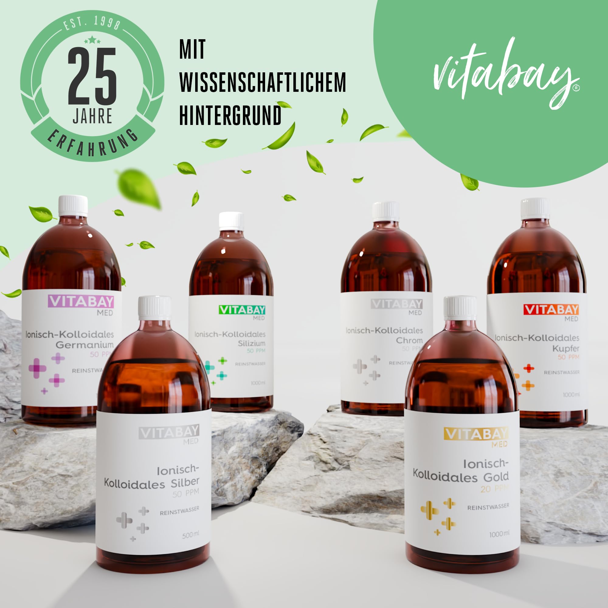 Vitabay Kolloidales Magnesium 50 PPM • 500 ml • Hochdosiert • Reinheitsstufe 99,99% • Ohne weitere Zusätze • Abgefüllt in einer Braunglasflasche • Made in Germany Vitabay Kolloidales Magnesium 50 PPM • 500 ml • Hochdosiert • Reinheitsstufe 99,99% • Ohne weitere Zusätze • Abgefüllt in einer Braunglasflasche • Made in Germany