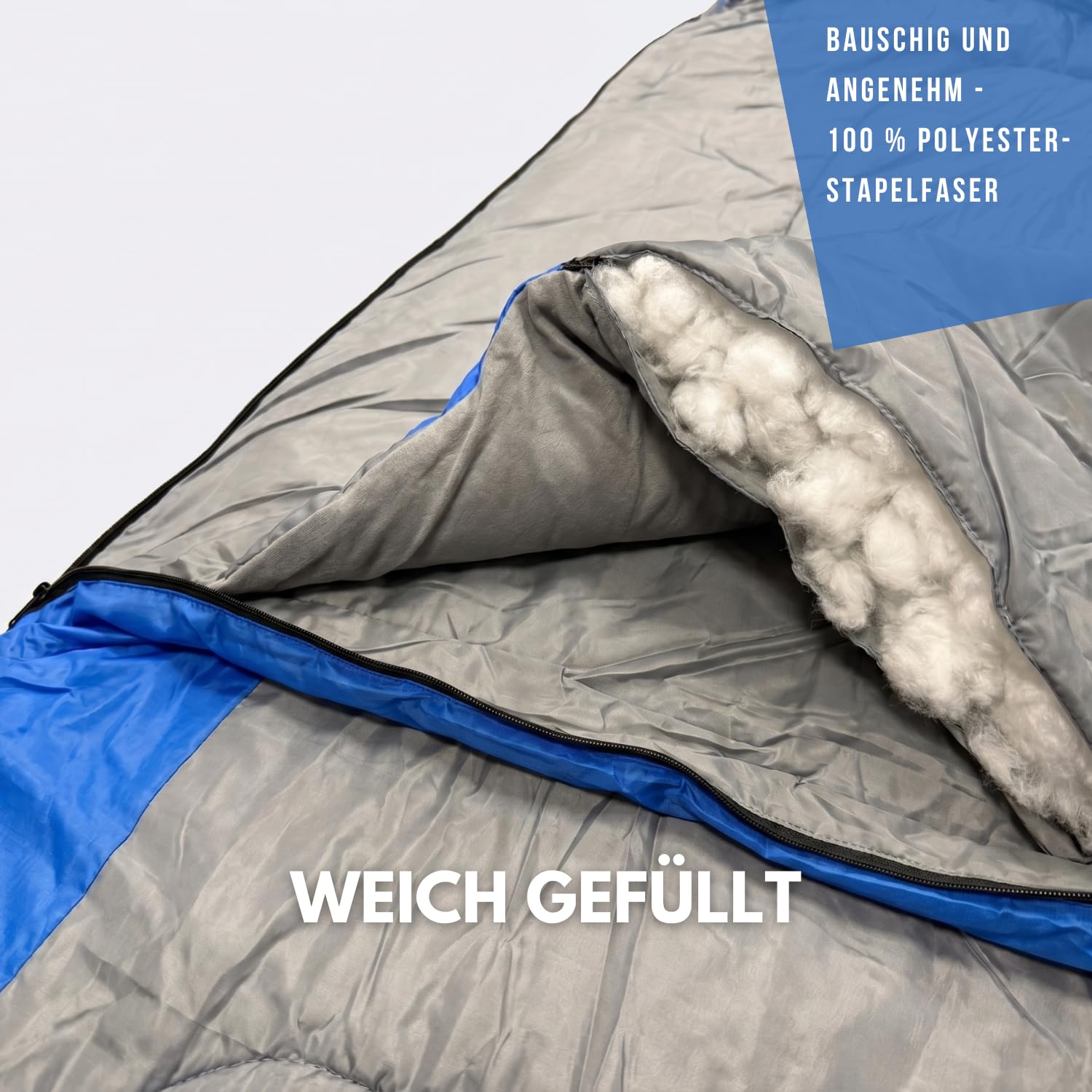Deckenschlafsack Erwachsene -5C bis 15C Camping 77 x 202,5 cm – Schlafsack Camping als Decke nutzbar, 190T Polyester Pongee, beidseitiger Reißverschluss, Kopfteil zusammenraffbar
