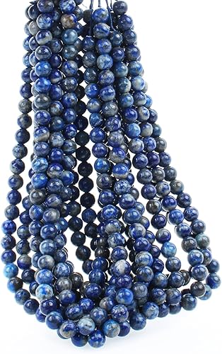 Miniatura 2 de Cuentas de piedra natural de lapislázuli, cuentas redondas sueltas de piedra natural para hacer pulseras, collares, joyas (lalpis lazuli,