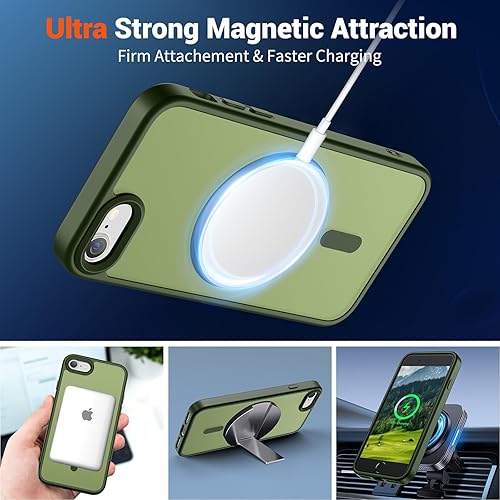 Miniatura 1237 de SUPFINE Funda magnética para iPhone 11 (compatible con MagSafe) (protección contra caídas de grado militar), translúcida mate a prueba de golpes