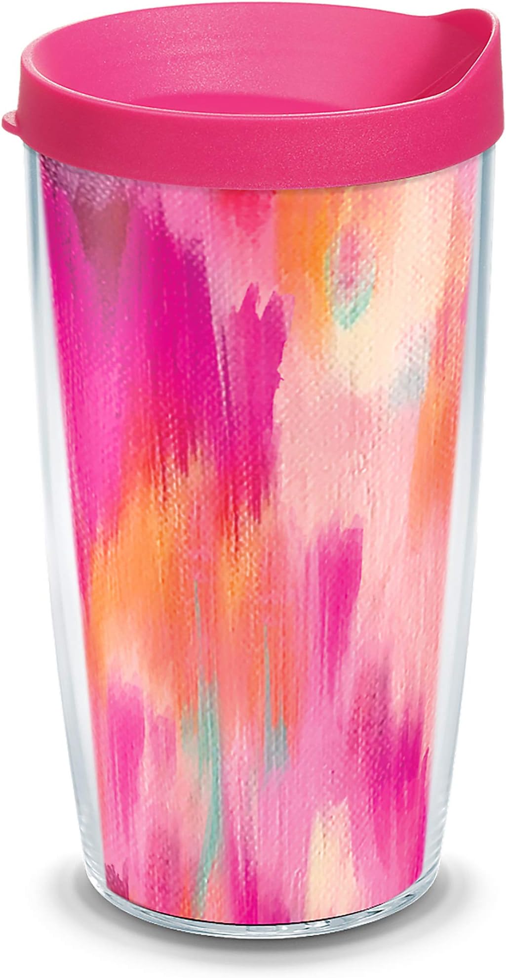 1346605 Etta Vee - Pretty Pink Insulated Tumbler with Wrap and Fuchsia Lid, 16oz, Clear