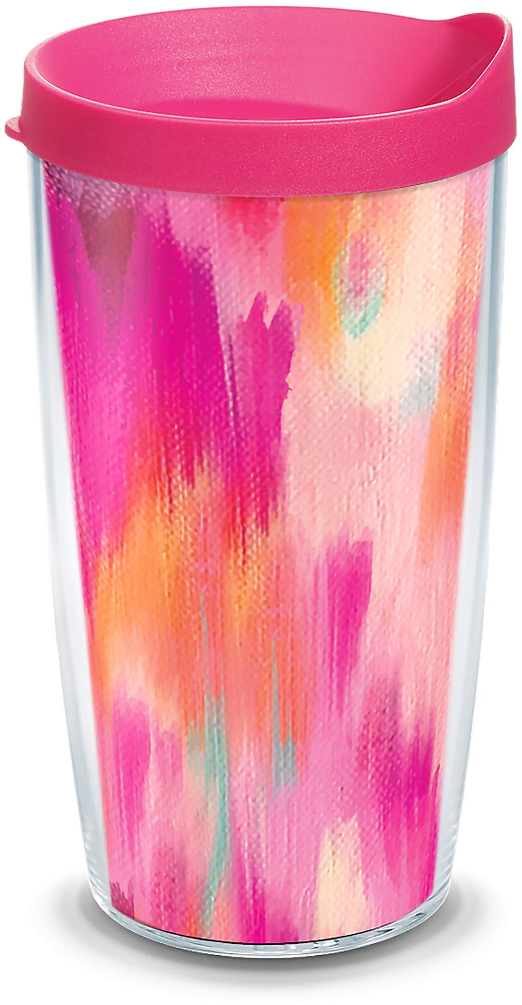 Tervis 1346605 Etta Vee - Pretty Pink Insulated Tumbler with Wrap and Fuchsia Lid, 16oz, Clear