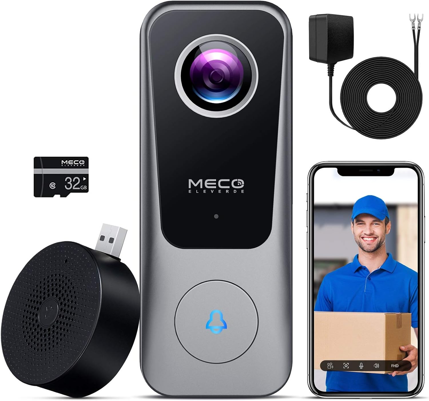New Deal WiFi Video Doorbell Camera, MECO 2K 3MP Doorbell Camera with Chime, 2-Way Audio, 32GB SD Card, Work with Alexa & Google Assistant, Easy Installation Existing Doorbell Wiring or Provided Adapter Free Shipping 🛒 WiFi Video Doorbell Camera, MECO 2K 3MP Doorbell Camera with Chime, 2-Way Audio, 32GB SD Card, Work with Alexa & Google Assistant, Easy Installation Existing Doorbell Wiring or Provided Adapter