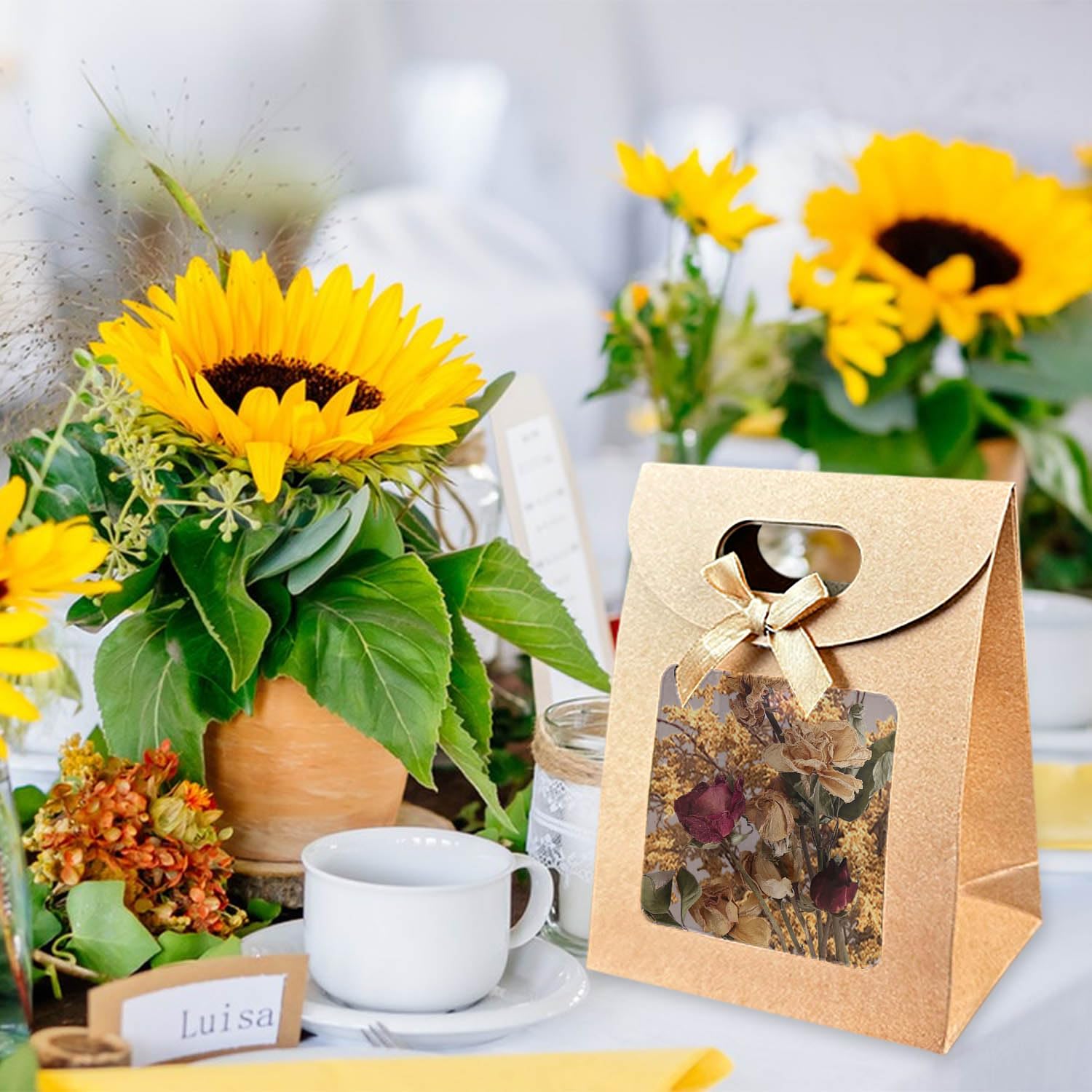12 Stabile Geschenktüten Mit Sichtfenster – Aus Kraftpapier, Für Partys, Hochzeiten & Events