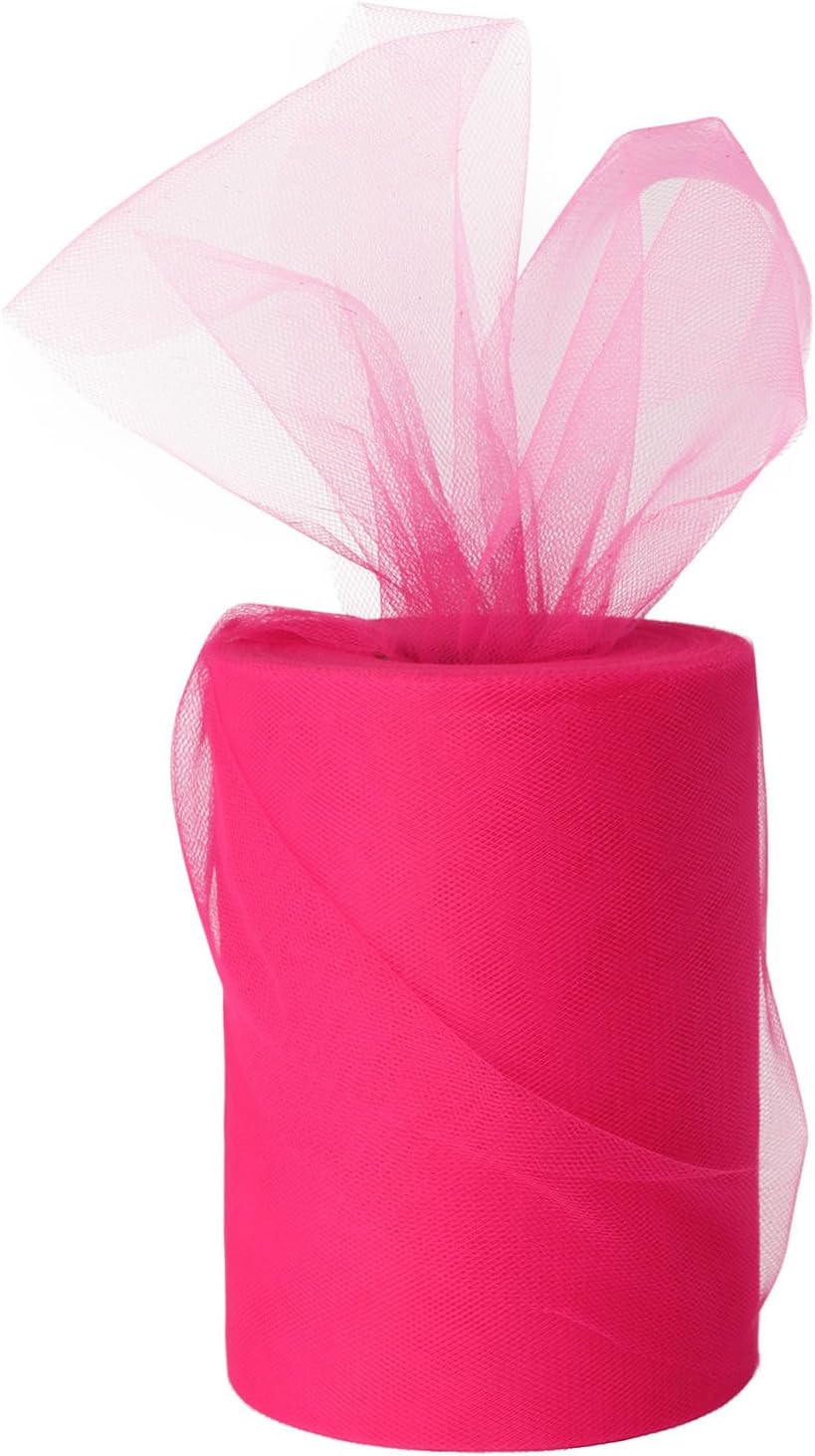 Fluorescent Red Tulle Roll Spool 6 Inch x 100 Yards for Tulle Decoration