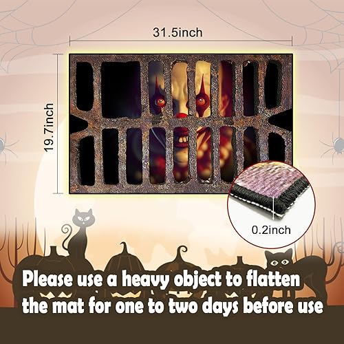 Miniatura 2 de Tapete para puerta de Halloween, tapete de bienvenida de payaso de terror, tapete antideslizante para entrada delantera, decoración del hogar de