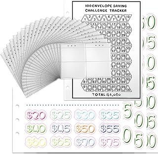 YChao Money Planner 100 Envelope Challenge Binder,100 Envelope Savings Challenge Binder,Money Saving Challenge Kit for Save 5050 Dollars in 100 Days,for Budget Planning,Clear