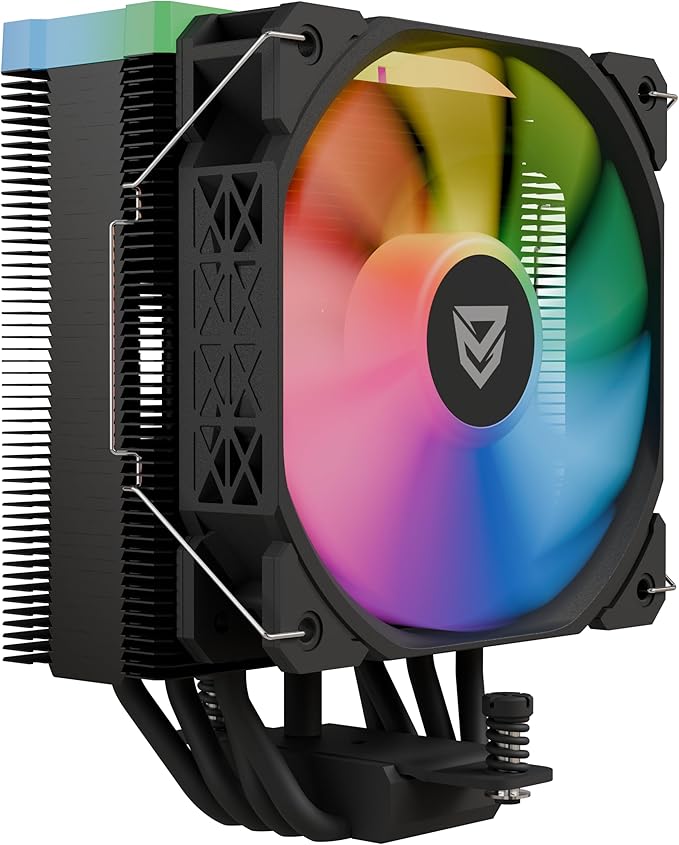 Nfortec Centaurus X2 Disipador por Aire para CPU, 4 Pipes de 120mm, Tecnología Iluminación ARGB, Ventilador con Control PWM, socket INTEL y AMD, Negro