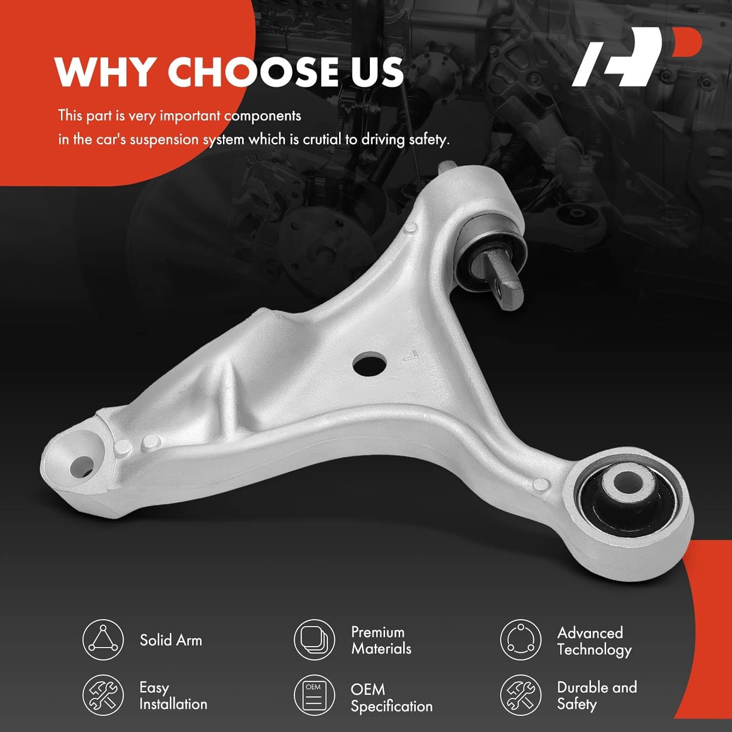 A-Premium Front Left Lower Control Arm, with Bushing, Compatible with Volvo V70 2001-2007, S60 2001-2007