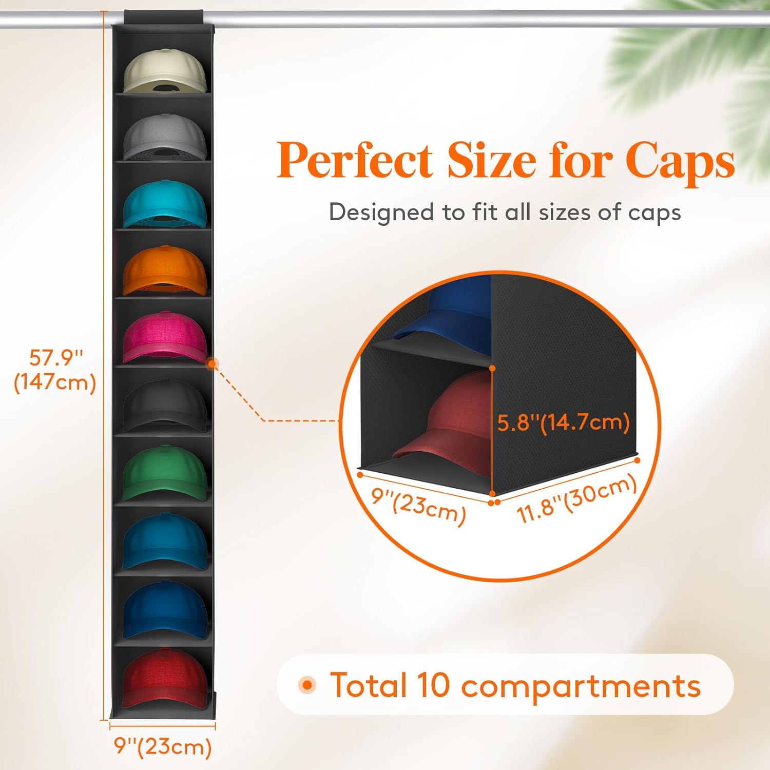 Lifewit Round Felt Hat Box Brown 1 Pack and 10 Compartments Hat Organizer for Baseball Caps Black 1 Pack