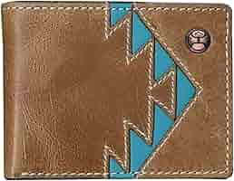 Amazon.com: HOOEY Bi-Fold Leather Men's Wallet (Aztec - Turquoise