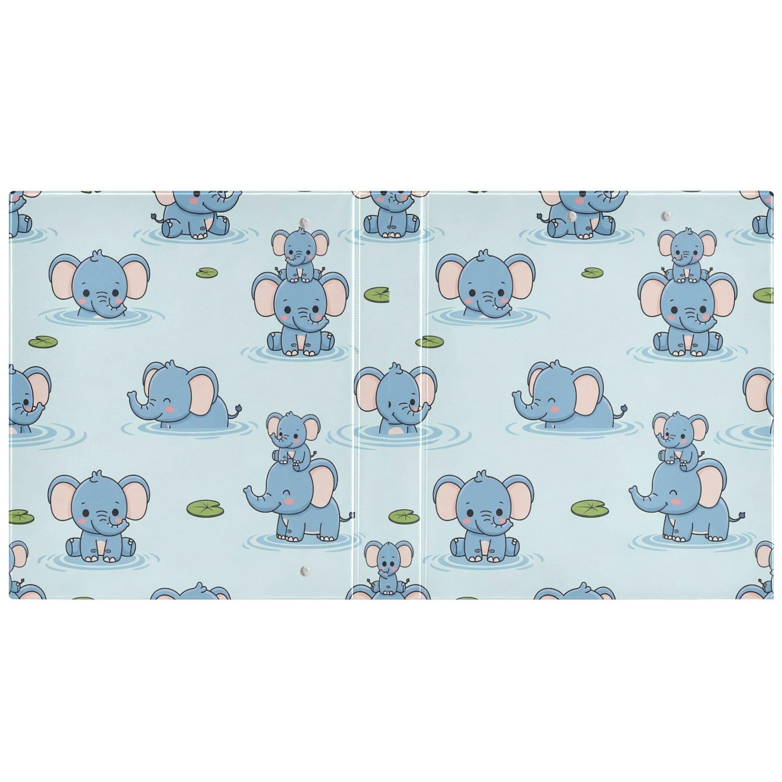 Raccoglitori a 3 anelli, 3,8 cm, con grazioso elefante decorativo, con clip in metallo, formato A4, organizer per casa e ufficio, confezione da 2