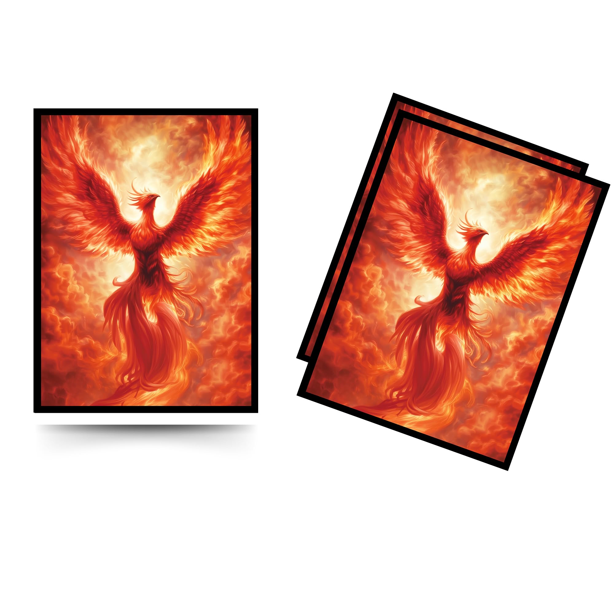 Trading Card Sleeves – 100 Count – Glossy Art Back & Clear Front (66 x 92 mm) – Fits Standard Cards, MTG, Sports & Collector Decks - Ember Ascendant