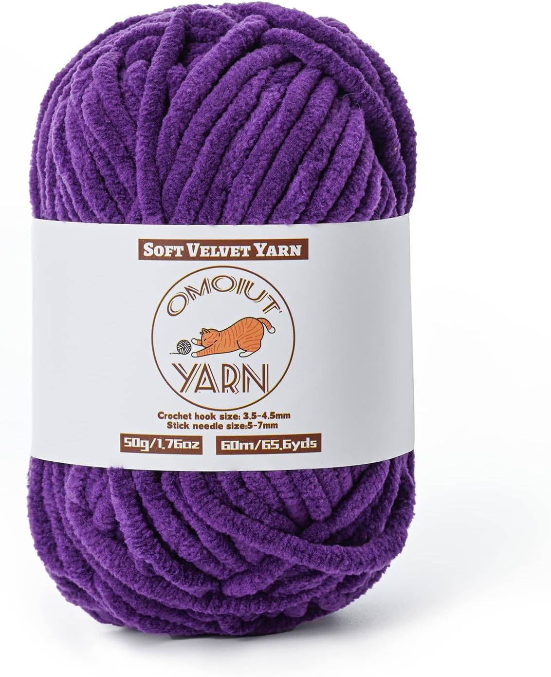 Fluffy Velvet Yarn for Crocheting, Chunky Chenille Baby Blanket Yarn for Crocheting, Soft Fuzzy Puzzle Yarn for Knitting, 50g/1.77oz Bulky Thick Amigurumi Crochet Yarns（Dark Purple）