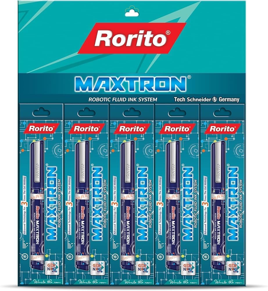 GM Pens Rorito Maxtron Robotic Fluid Ink System Pen (Blue, Pack Of 5 Pens)