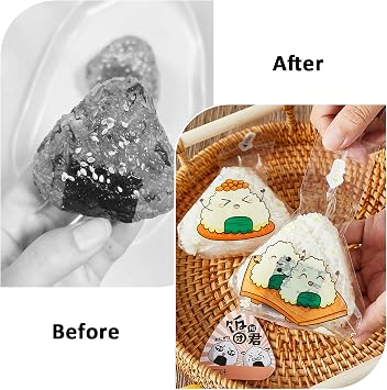 100 Pcs Onigiri Wrappers with Stickers Disposable Rice Balls Bags