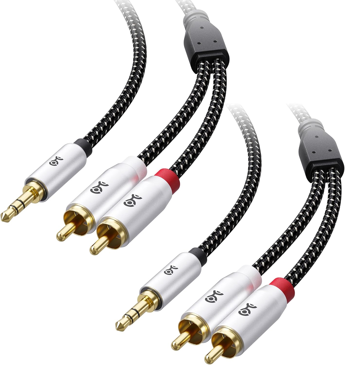 Cable Matters 2-Pack Short RCA to 3.5mm Stereo Audio Cable - 3ft, RCA to Aux Cable, 3.5mm to L/R Cord, Black